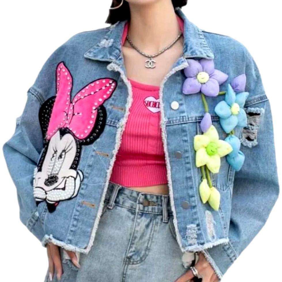 Chaqueta vaquera adornada para mujer