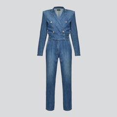 Stylish v-neck women denim overall