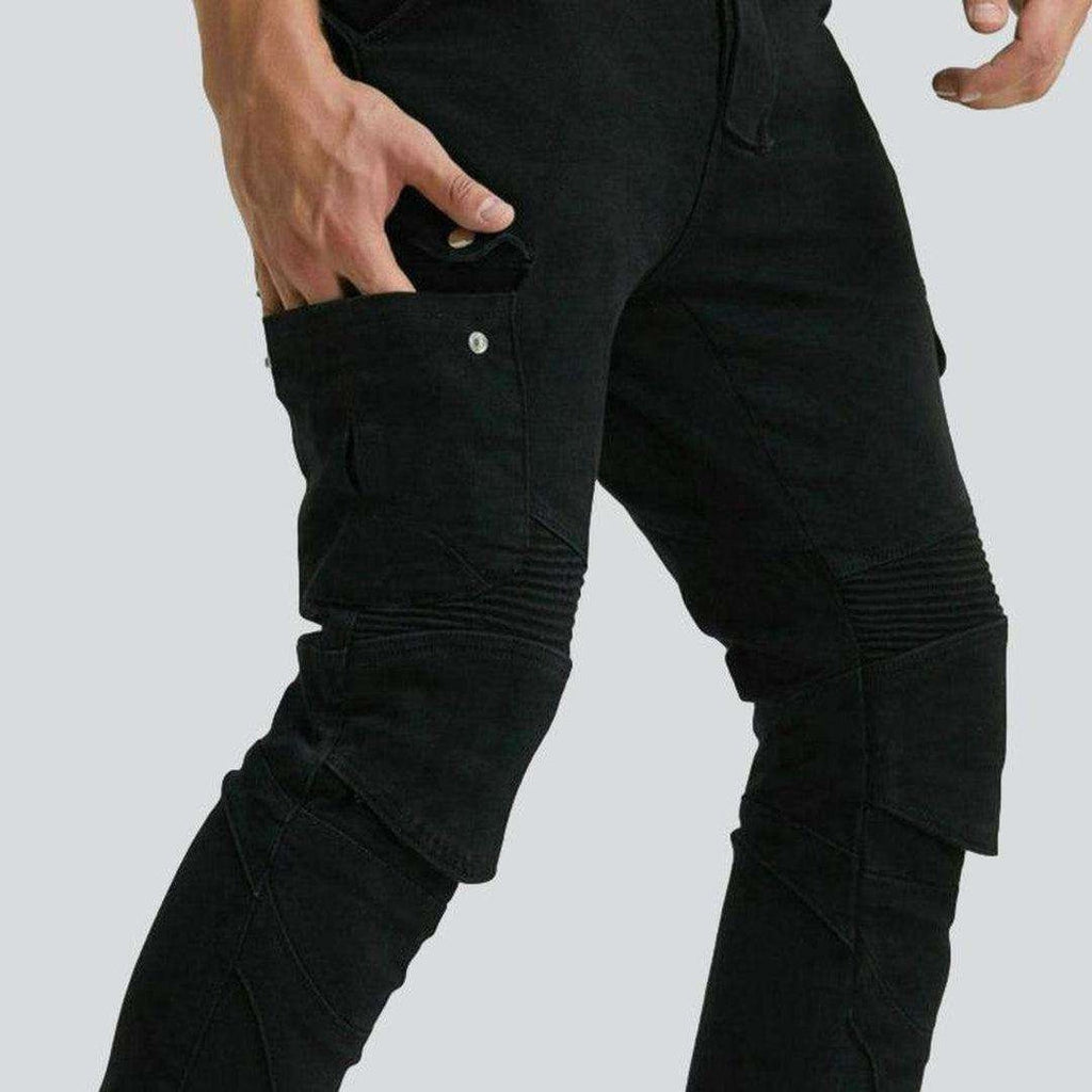 Black biker jeans for men