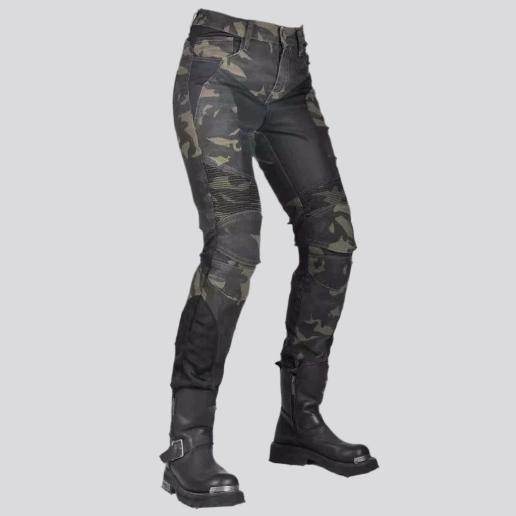 Pantalones vaqueros ajustados de motociclista para mujer