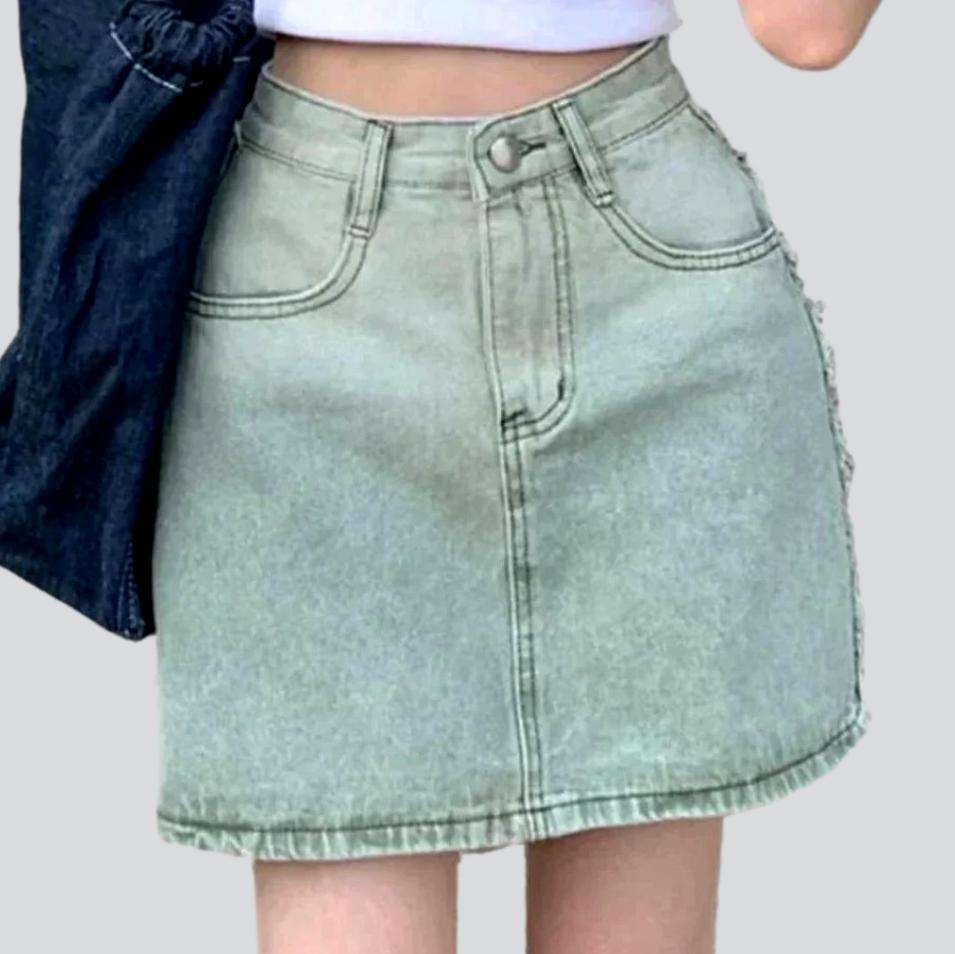 Gradient wash mini denim skirt