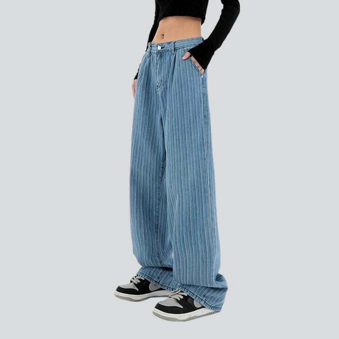 Striped denim women baggy jeans