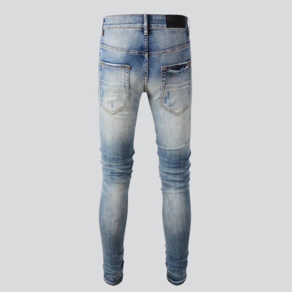 Stylish distressing skinny men jeans