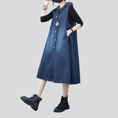 Sleeveless hooded women denim coat