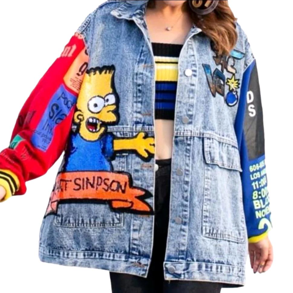 Oversized painted denim jacket