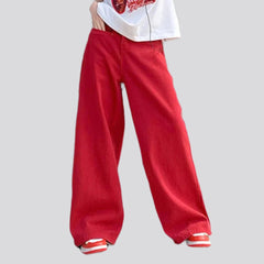 Red baggy jeans for women