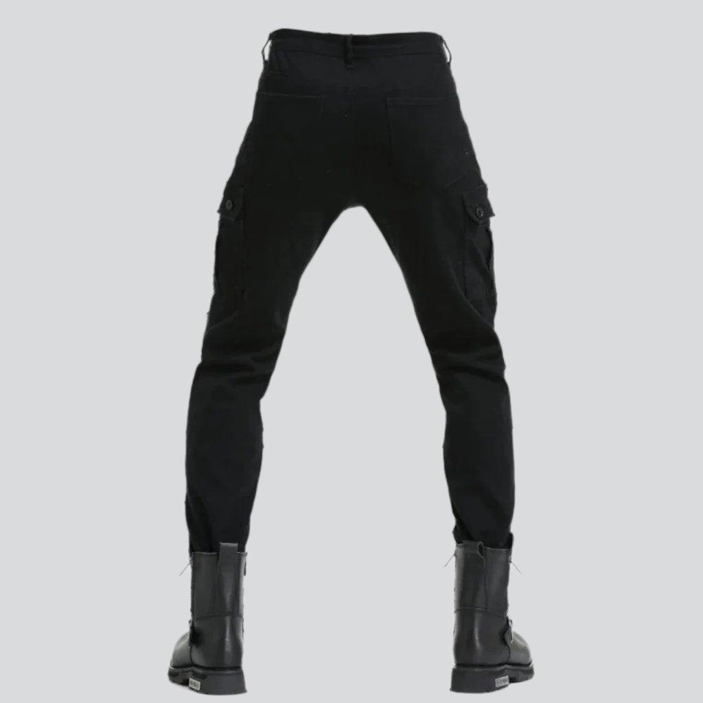 Protective men biker denim pants