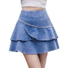 Frills denim skort for women