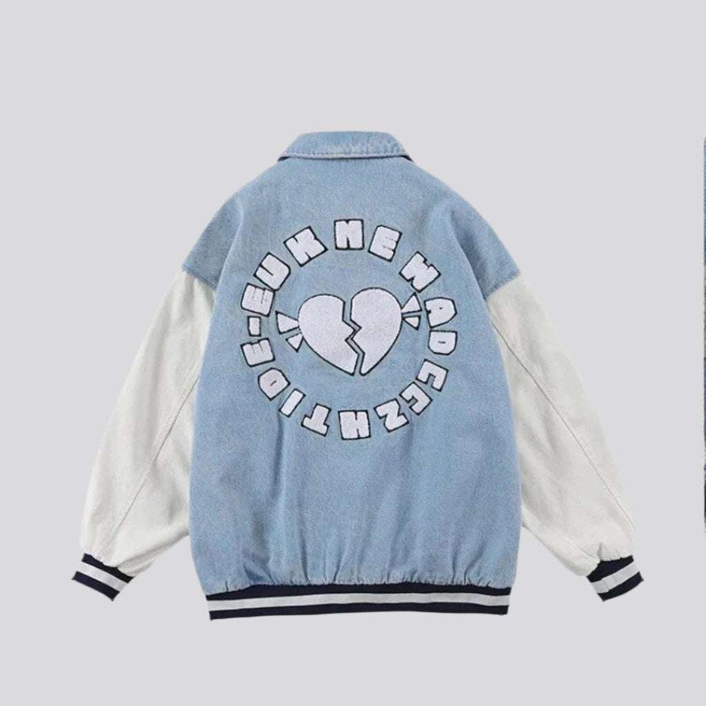 Broken heart embroidery denim jacket