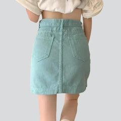 Pale blue mini denim skirt