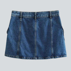 Dark wash cargo denim skirt