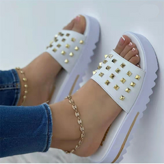 Rivet Decoration Platform Slippers