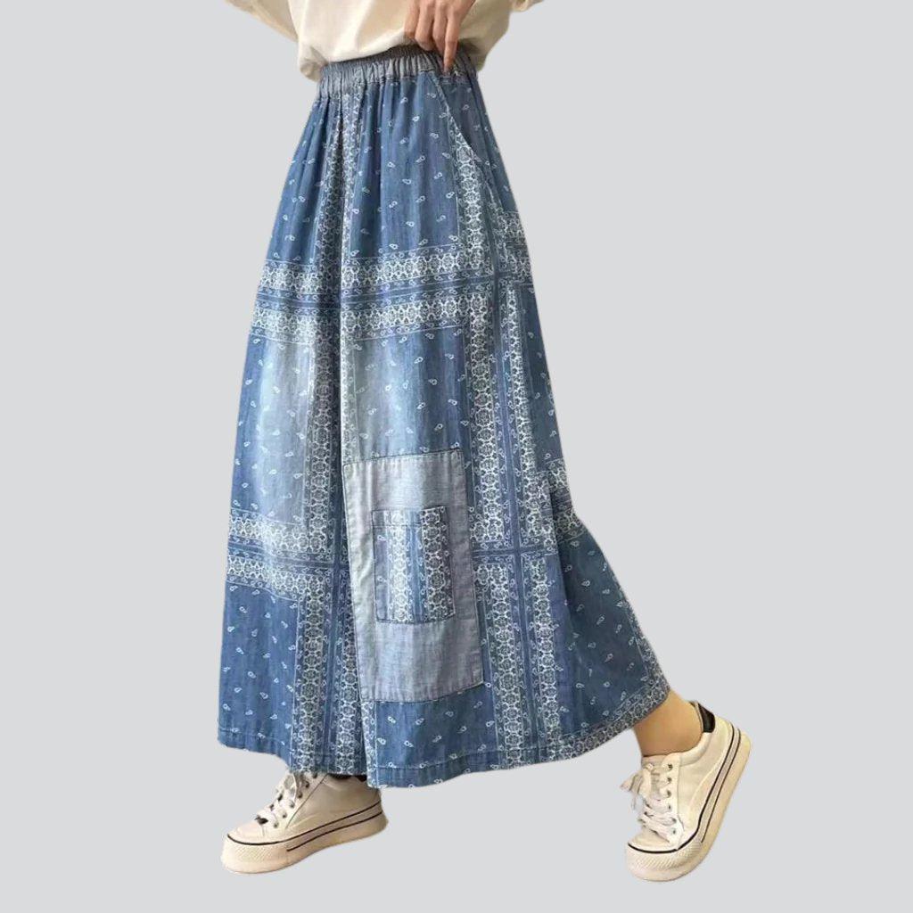 Culottes-Jeans mit Ornament-Print