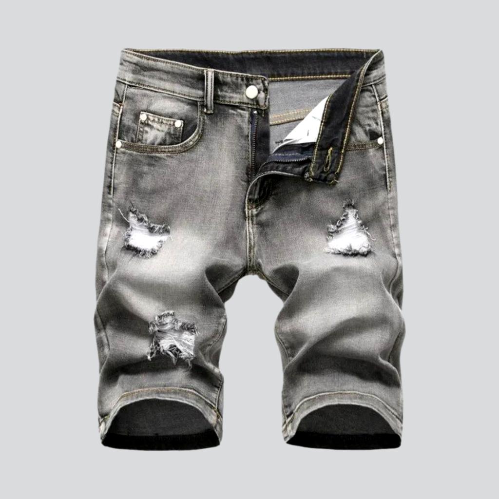 Zerrissene schmale Herren-Jeansshorts