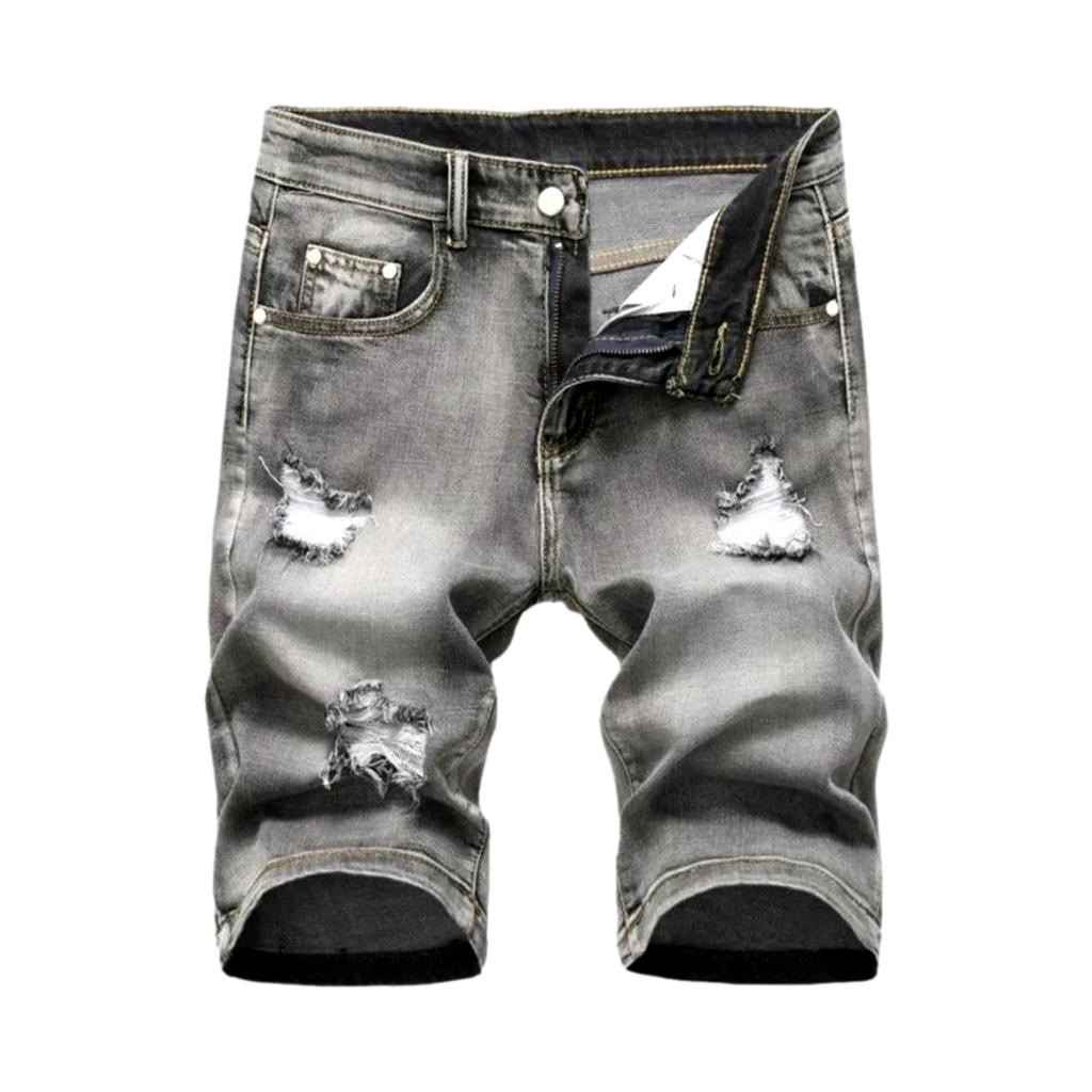 Zerrissene schmale Herren-Jeansshorts