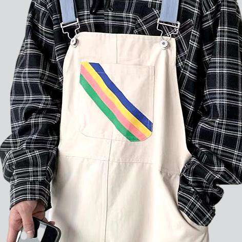 Color baggy men denim dungaree