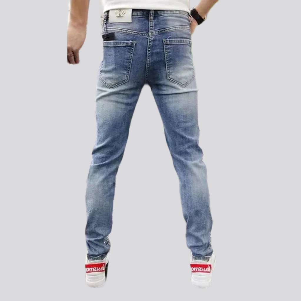 Mid-waist men slim jeans