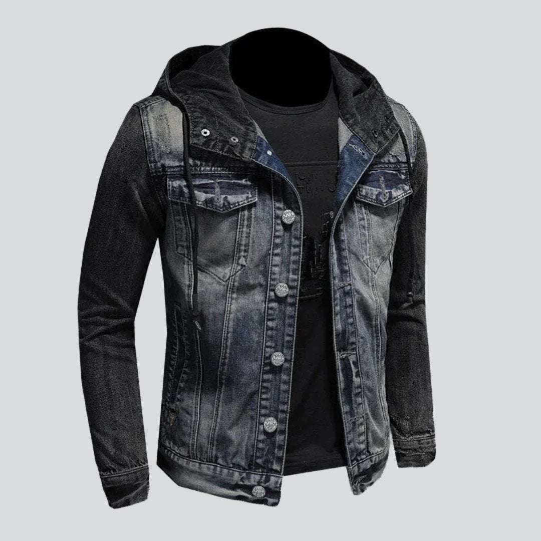 Vintage-Jeansjacke mit Baumwollärmeln