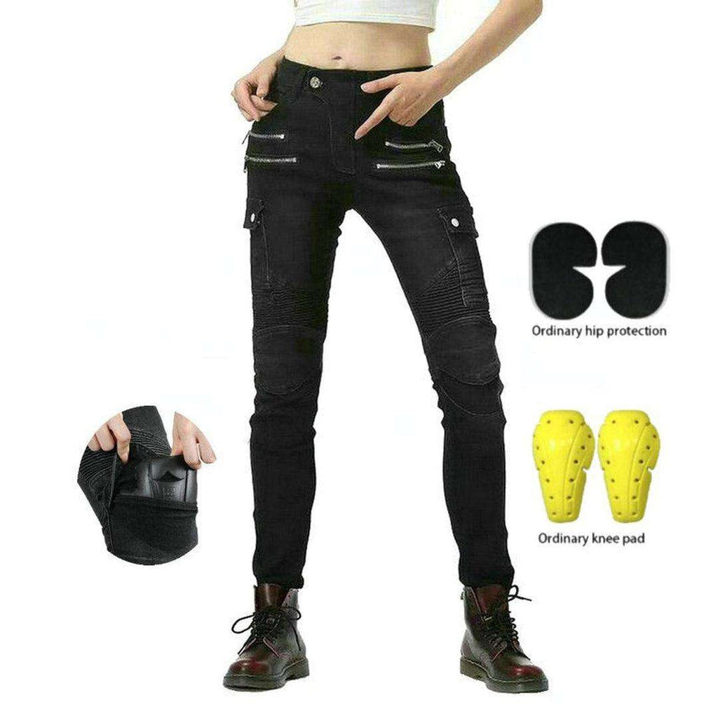 Vaqueros biker negros para mujer