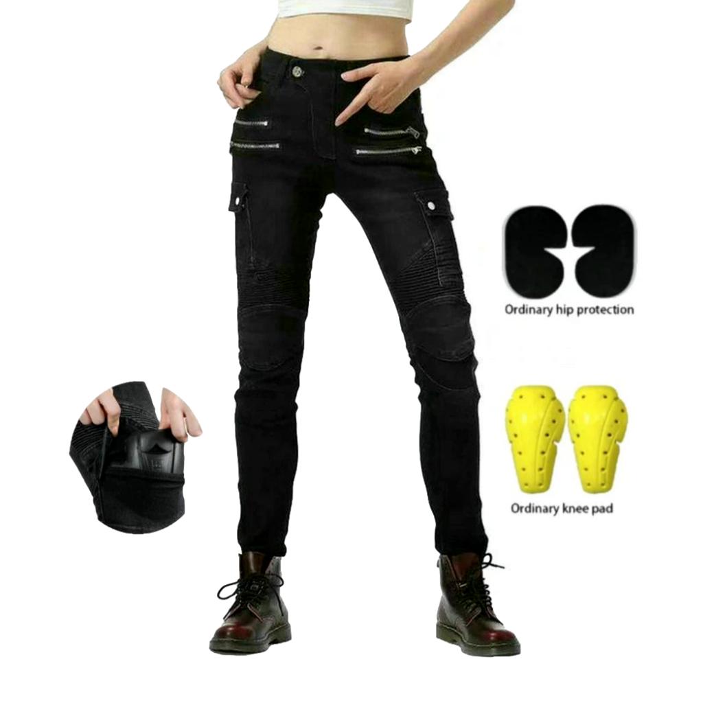 Protective women biker jeans