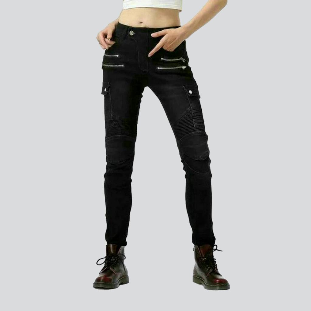 Protective women biker jeans