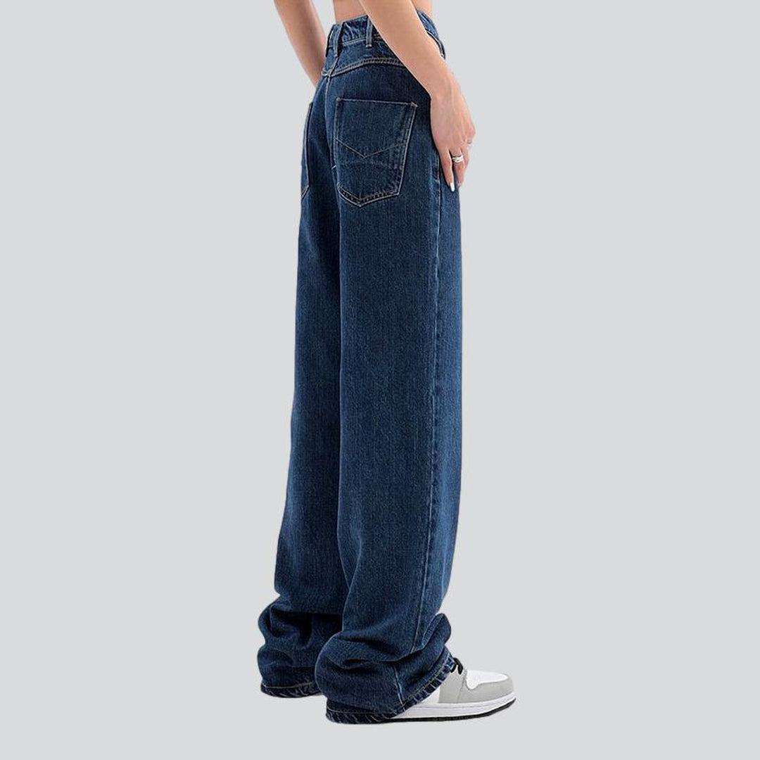 Cut-out waistband women baggy jeans