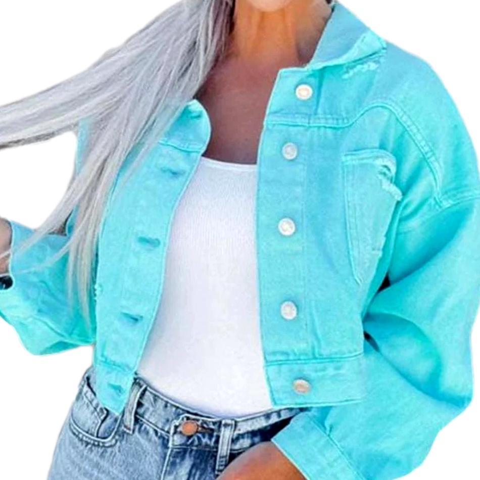 Ripped-back women denim jacket