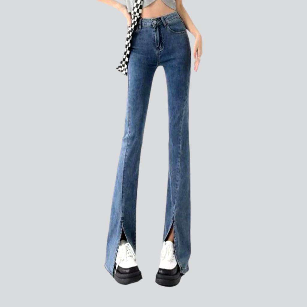 Stonewashed high-waist jeans for women