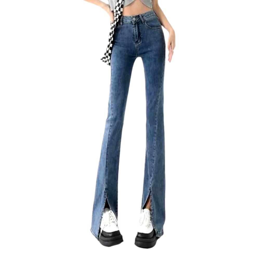 Stonewashed high-waist jeans for women