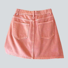 Frayed layered pink denim skirt