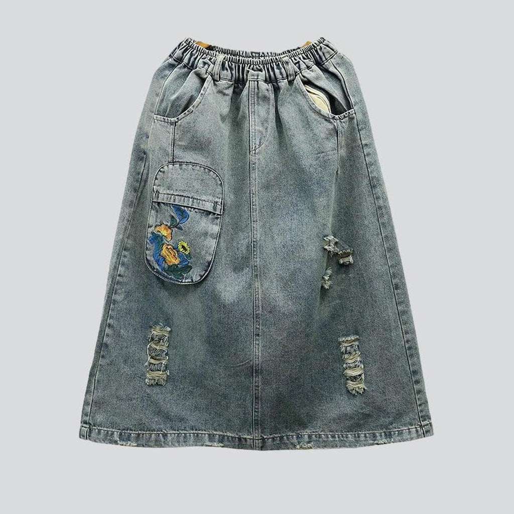 Cargo vintage women denim skirt