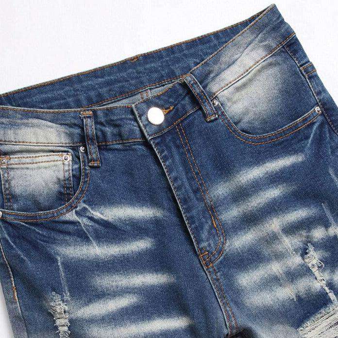 Distressed-Jeans für Herren im Flammen-Print