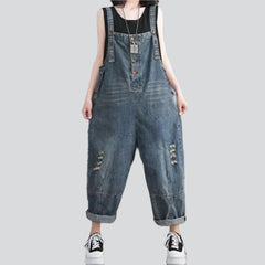 Vintage whiskered women denim jumpsuit