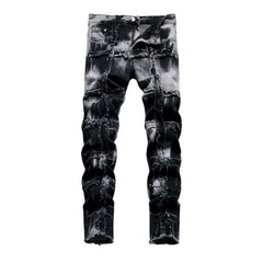 Bleached patchwork jeans for men