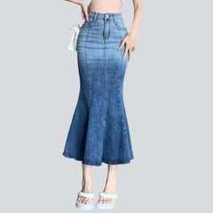 Blue contrast mermaid denim skirt