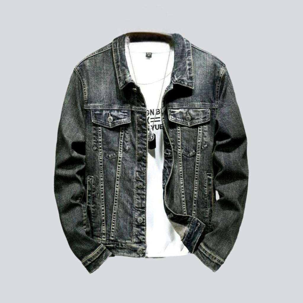 Jeansjacke für Herren mit Adler-Stickerei