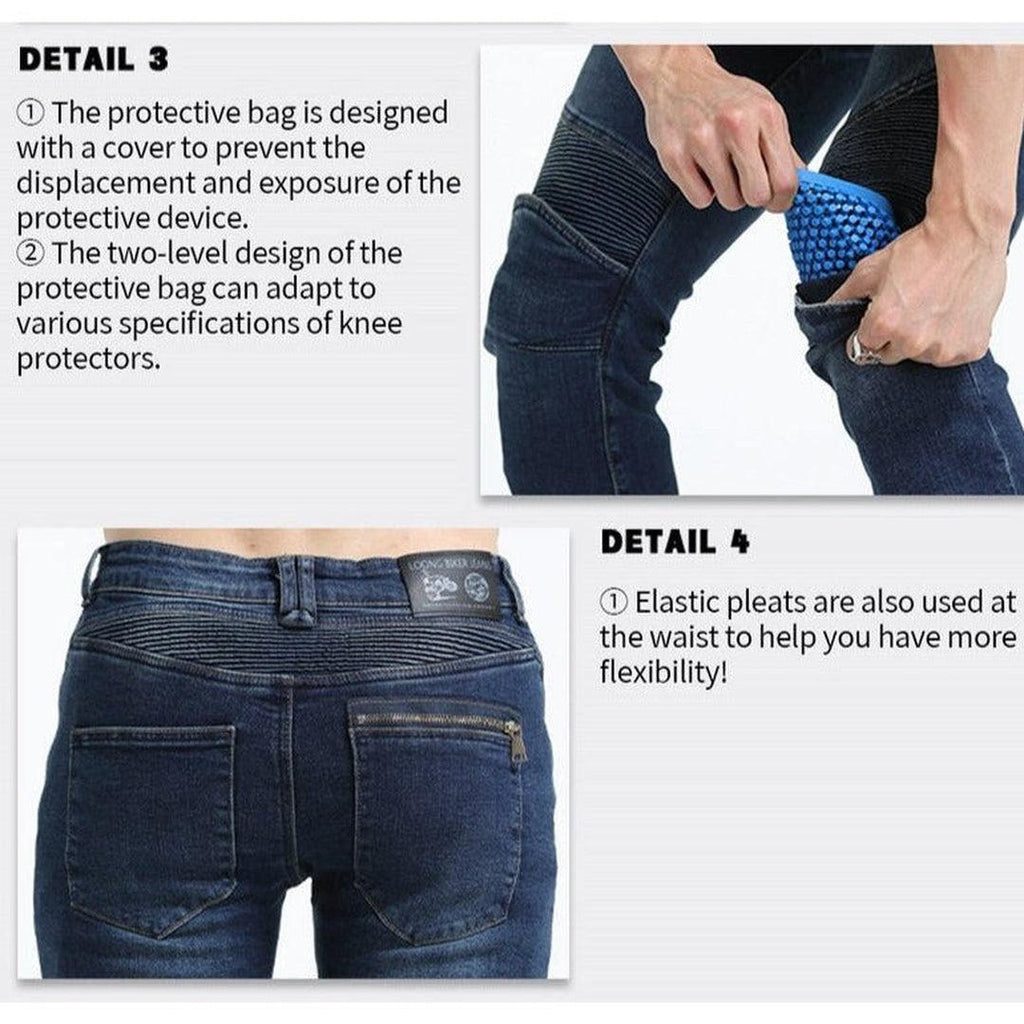 Wear resistant men moto jeans