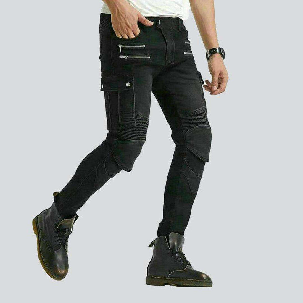 Biker cargo jeans with zippers