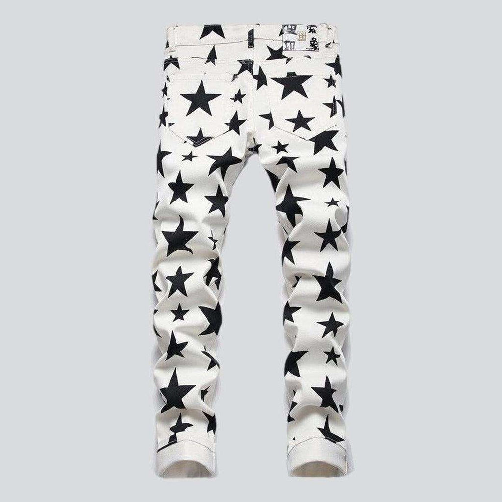 Black star print men jeans