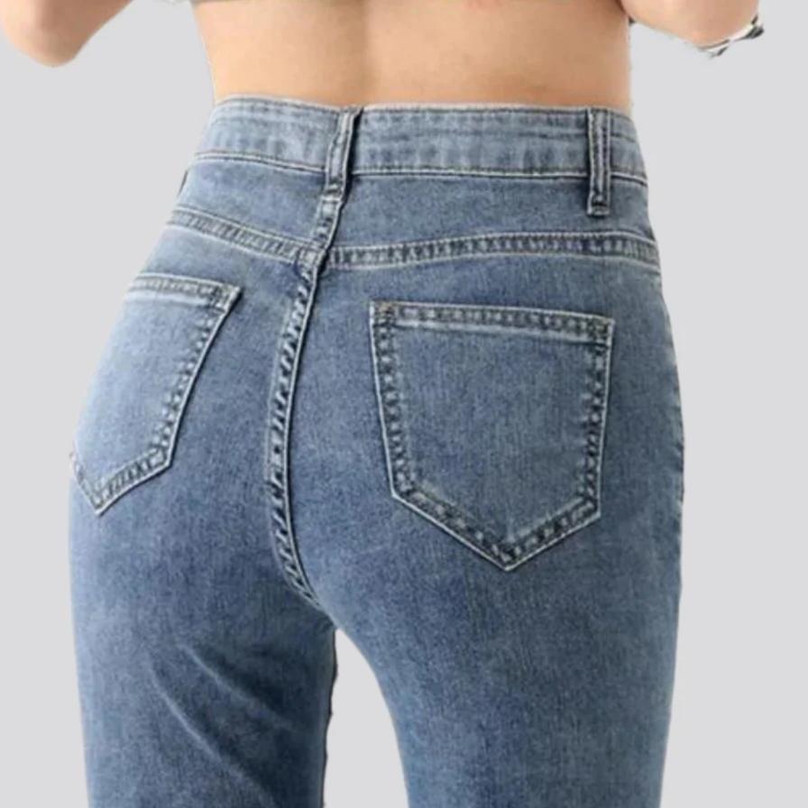 Stonewashed high-waist jeans for women