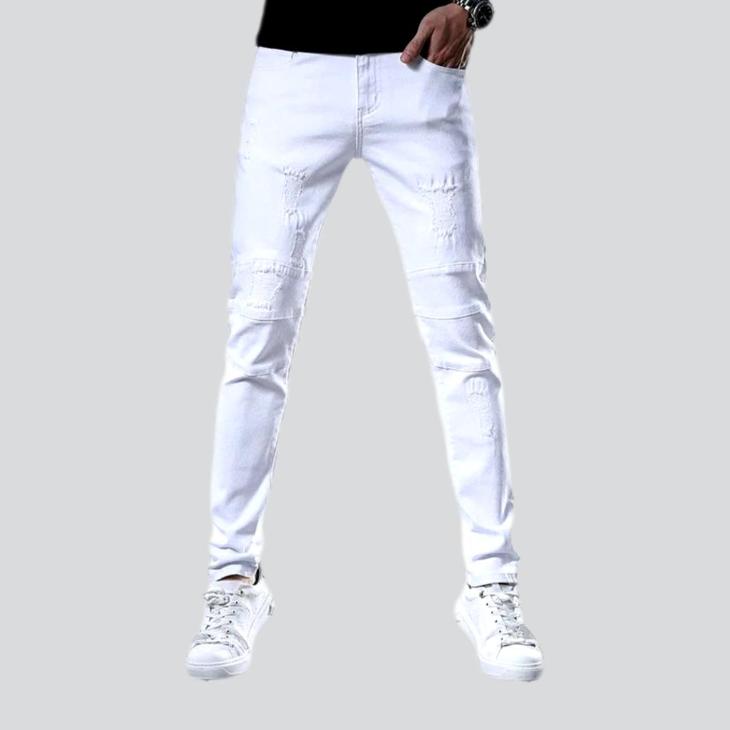 Torn-color jeans for men