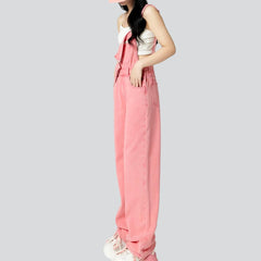 Pink denim jumpsuit for women