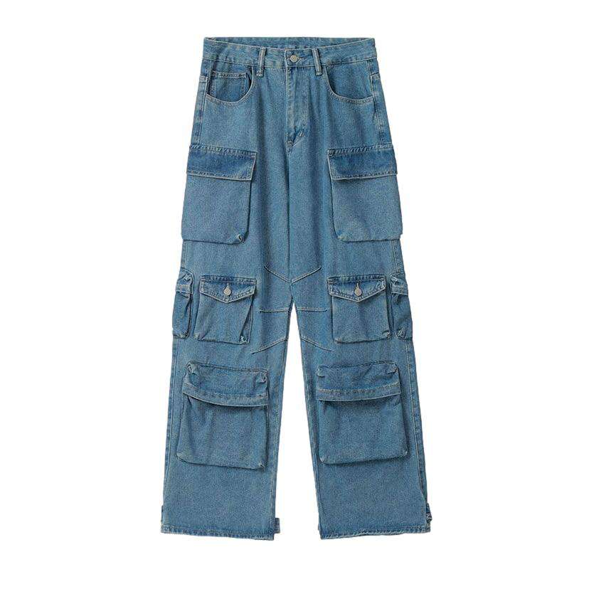 Multi-pocket men baggy jeans