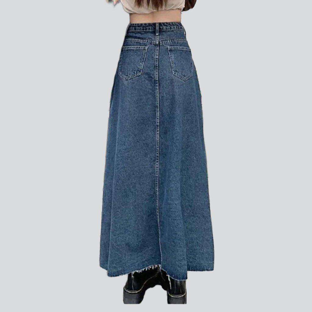 Front split maxi denim skirt