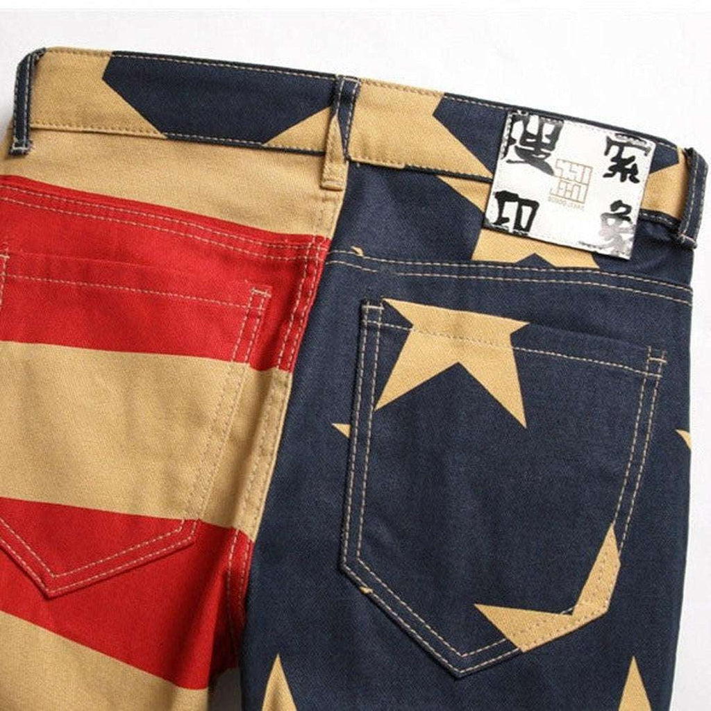 Jeans für Männer mit aufgemalter amerikanischer Flagge