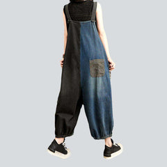 Checkered pocket women denim dungaree