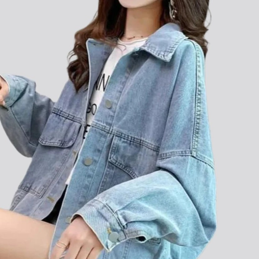 Oversized embroidered women denim jacket