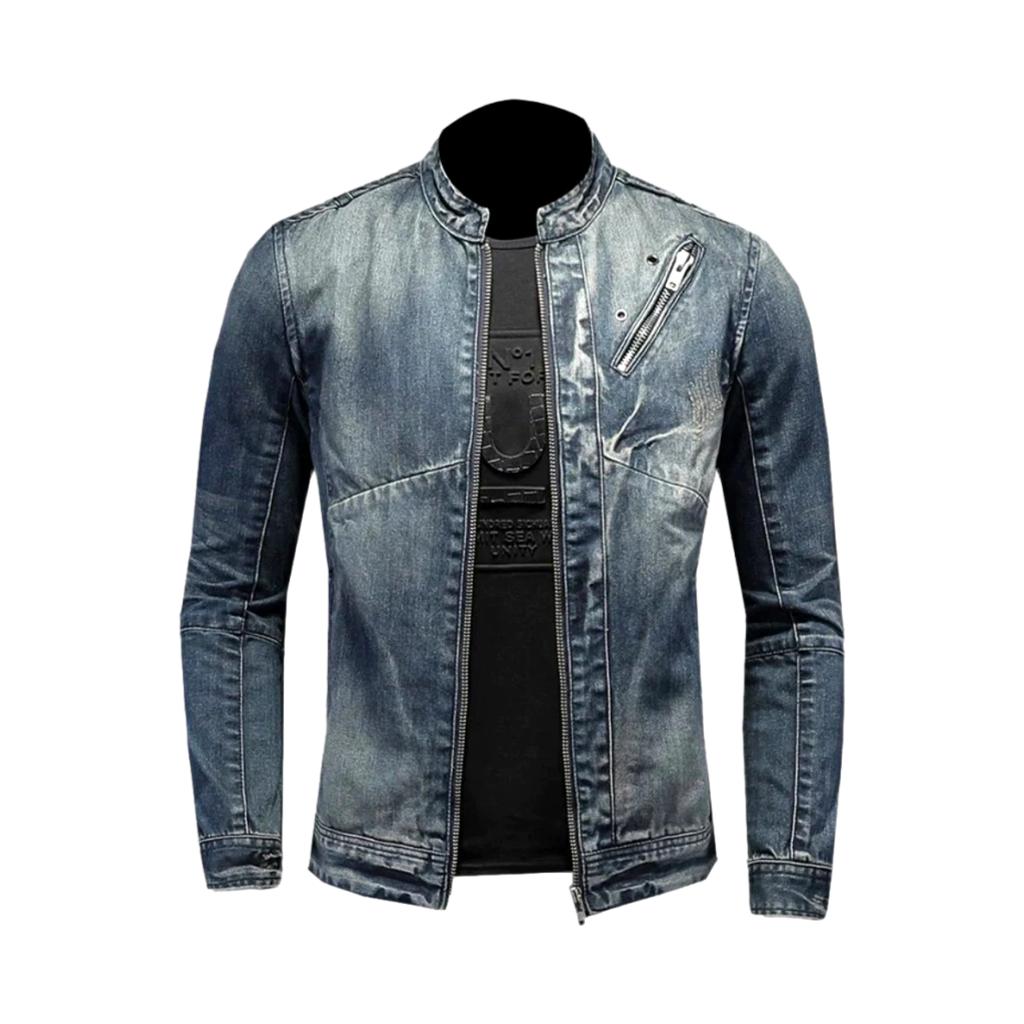 Vintage outerwear biker men jeans jacket