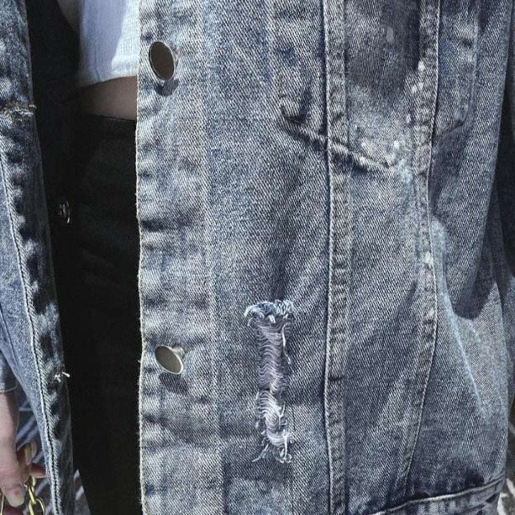 Mickey mouse embroidery denim jacket