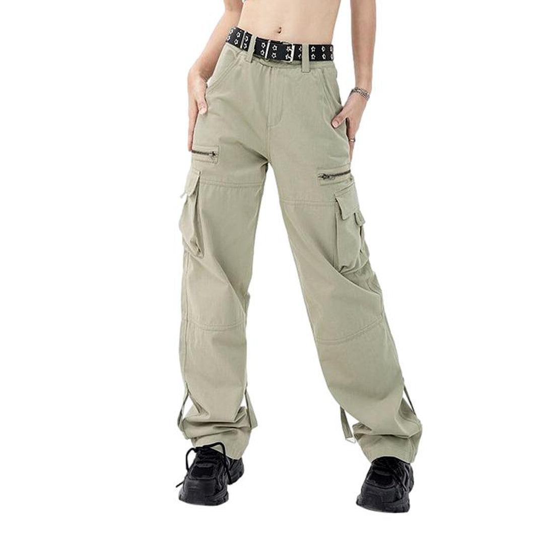 Sand color cargo denim pants